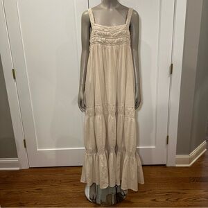 Solai The Label Salt and Sea Tiered Cotton Maxi Dress Size S Small Lined